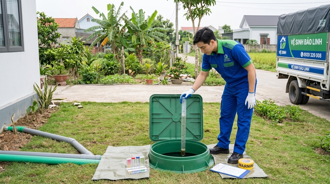 Kiểm tra kỹ thuật khu vực tiếp cận hầm cầu tại công trình nhà ở